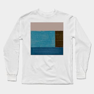 White Brown Blue Geometric Abstract Acrylic Painting Long Sleeve T-Shirt